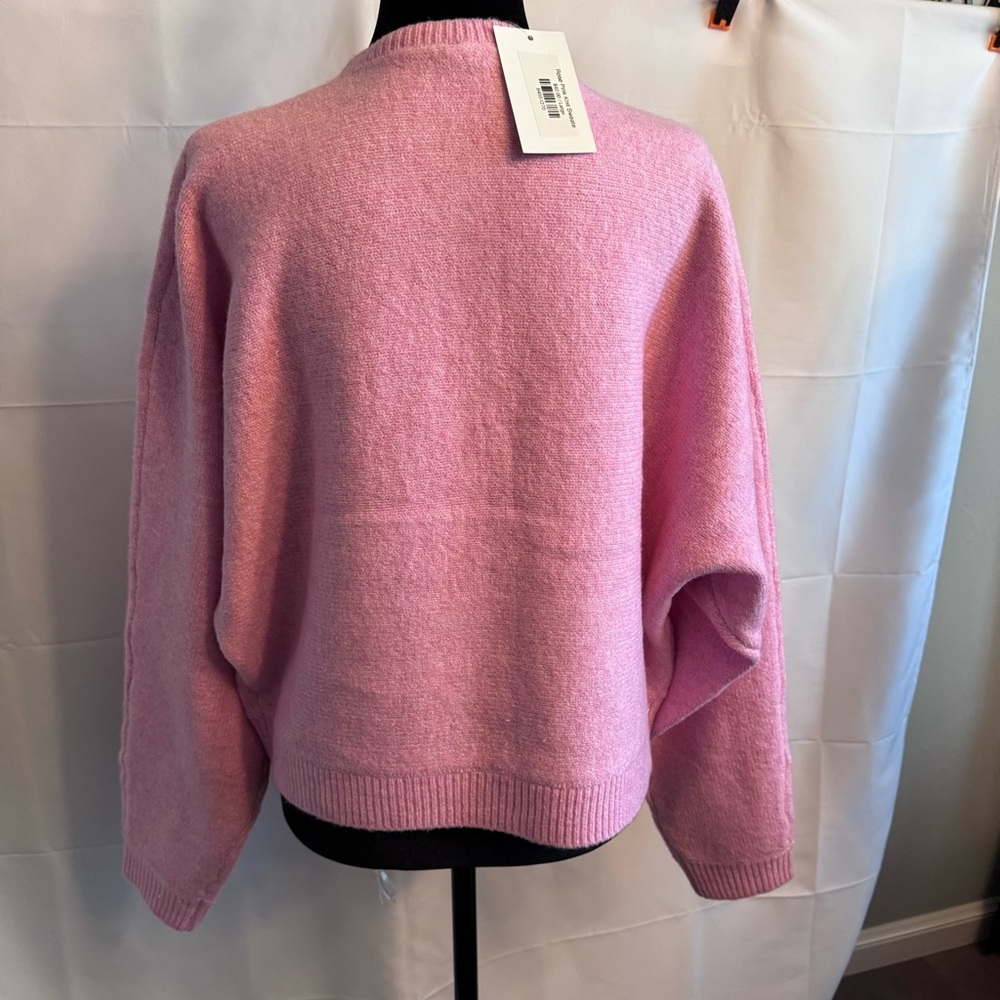 Double Zero Pink Crewneck Sweater with Dolman Sleeves Large - NWT - Picture 3 of 10